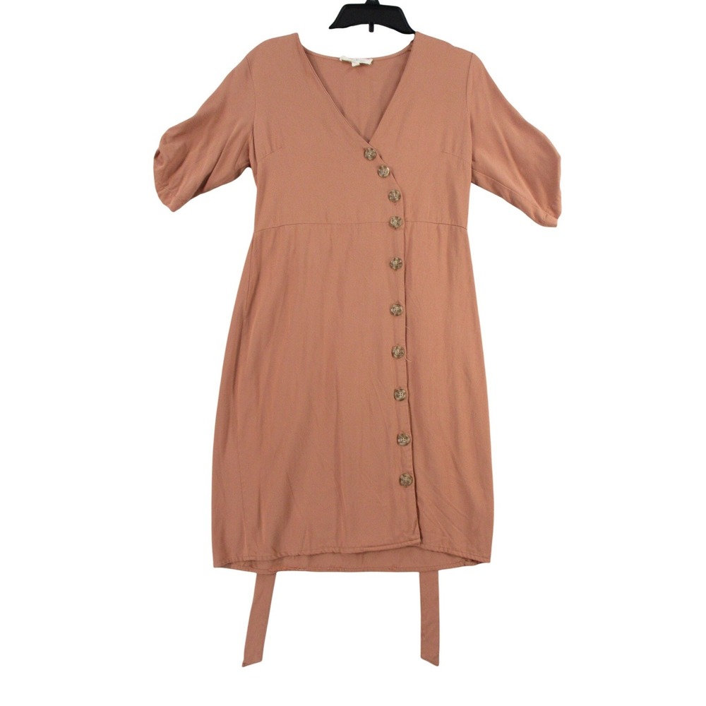 Rebellion Again‎ Terracotta Rayon Button Front Tie Back Midi Dress Womens Large